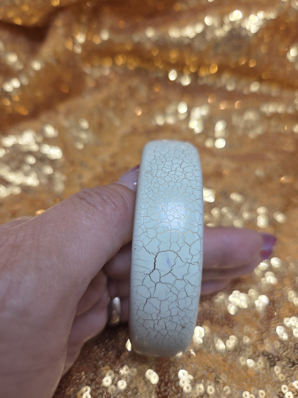 Vintage Crackle Glaze Ceramic Bangle Bracelet